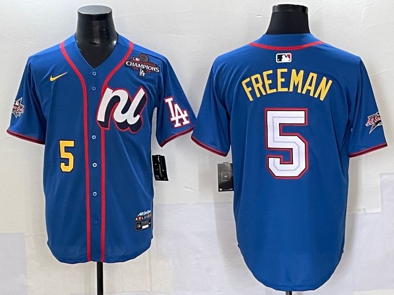 Men 2025 Los Angeles Dodgers #5 Freeman Blue All star Nike MLB Jersey style 7->los angeles dodgers->MLB Jersey